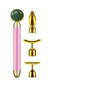 4 in 1 G�zellik Masaj Kalem Set Do�al Green Jade (Ye�im) Ta�, Pembe �ubuk