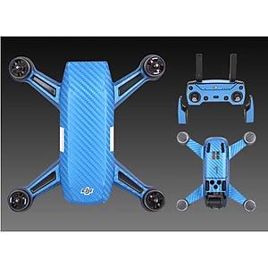 Dji Spark i�in Mavi Karbon Grafik Su Ge�irmez PVC Cilt ��kartma Seti