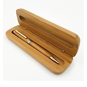 Do�al Bambu T�kenmez Kalem & Ah�ap Kalem Kutusu 0.5mm Siyah M�rekkep 