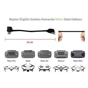 DJI Mavic 2 Zoom Uzaktan Kumanda ��in Mikro Data Veri Kablosu Naylon �rg�l�