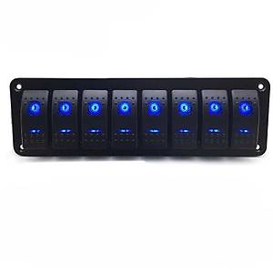 Marine 8 D��meli Rocker Yatak Paneli Mavi �ift Led I��kl� 12V/24V 
