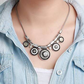 Gerdanlk Kolye Vintage Chokers Siyah Boncuk Gm Kaplama 