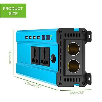 4000W İnvertör 12V to 220V  Gerilim Dönüştürücü Trafo 4 USB Şarj Cihazı Araç Ev