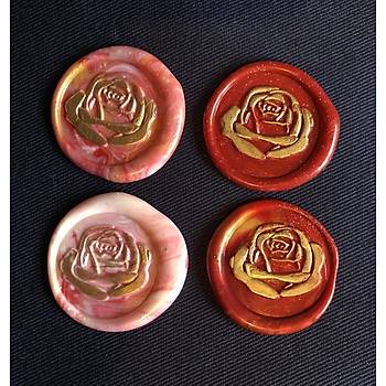 Mektup Damga Mühürü Blooming Rose + 30 Mühür Mumu + Eritme Kaşığı