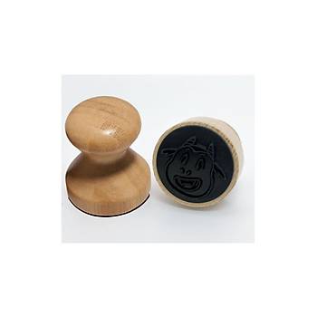 Ahşap Bambu Mühür 50mm Çap Pürüzsüz Cilalı Yüzey Istampa Hediyeli