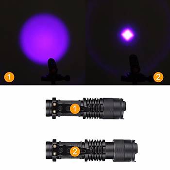 UV 395nm 5W LED Mini Cep Feneri SK68 3 Mod Ayarlanabilir Odaklama Sanyi 