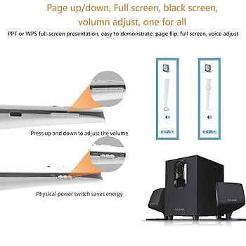 Sunum Kumandası USB Şarjlı Laser Presenter PPT Flip Pen 50 Metre Uzaktan Kumanda 