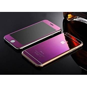 iPhone 6 Plus İçin Ön/Arka Mirror Aynalı Ekran Koruyucu Tamperli Cam Mor Renk