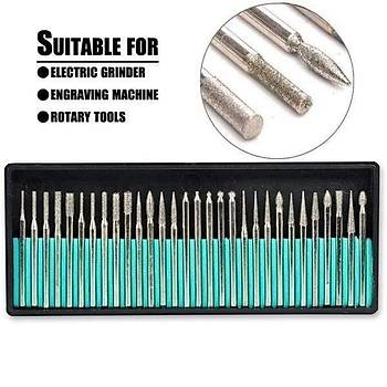 Elmas Freze Taşlama İğne Zımpara 30lu Set 2.35mm 3mm Dremel Hobi