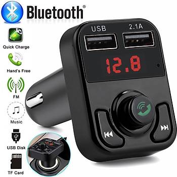 Bluetooth 4.1 Araç Kiti FM Verici LCD MP3 Çalar Çift USB Araç Þarj Adaptörü 