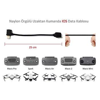 DJI Spark Uzaktan Kumanda İçin IOS Data Veri Kablosu Naylon Örgülü 