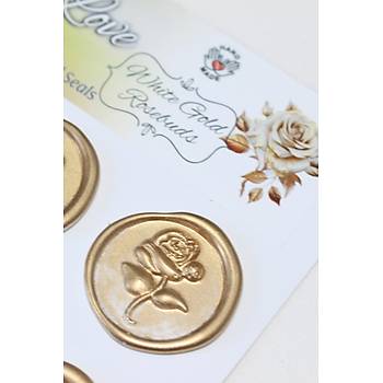  Mühürcüm White Gold Rosebuds 12 Adet 3D Hazır Kendinden Yapışkanlı Sticker Mühür RM2107