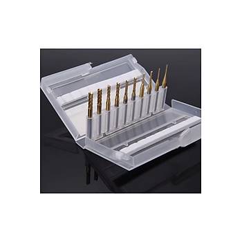 PCB Mini Karbür Freze Kesici 1.0-3.0mm 10 lu Set 3.175mm Shank