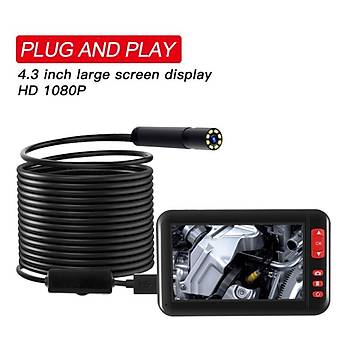 Renkli Ekran 1080P Borescope 8 mm Kamera Ik Ayarl arjl 8 LED 10 mt Sert Kablo