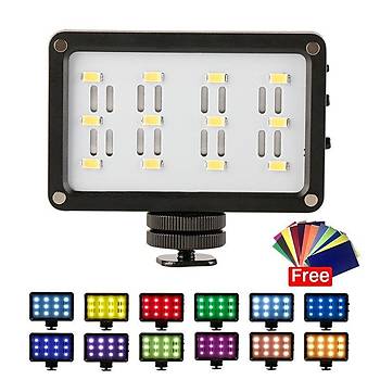 Mini Tanabilir Video Kamera LED Ik 12 Renk Jel Kslabilir Aydnlatma