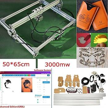 3000 MW CNC Laser Gravür Makinesi 50cm*65cm Masaüstü Ahşap Kesici Yazıcı 