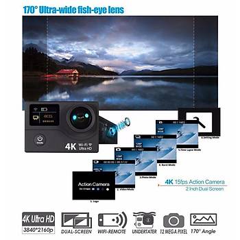 4K Ultra HD WiFi EKEN H3R Aksiyon Kamera+Çantalý