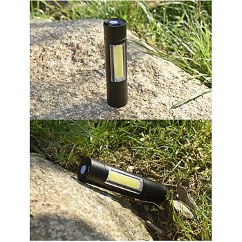 USB Şarjlı Parlak EDC LED Fener 1518 XPE+COB 1000lm 3Mod XANES