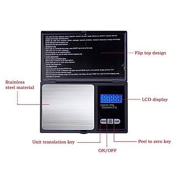 Hassas Cep Terazi 500g/0.01g Mini Alr Kapak LCD Dijital Ekran