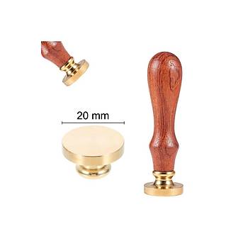 Mühürcüm Mühür Mumu Damga 20  mm Yuvarlak Boş Pirinç Kafa + Ahşap Sap R5799O20