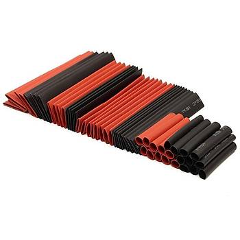 Poliolefin Is Shrink Boru Tp Sleeving Wrap Tel Kablo Yaltm Siyah Krmz 2:1 127 Adet