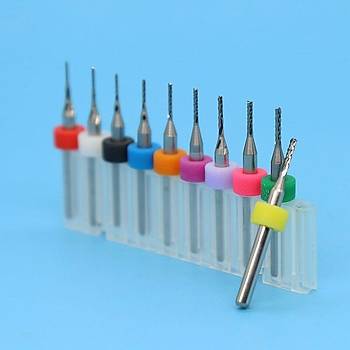 Tungsten Karbür PCB Kesme Oyma CNC Freze Uç 0.6-1.5mm 10lu Set