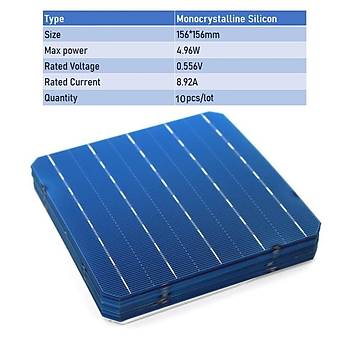 Fotovoltaik G�ne� Paneli Monokristal 9 Adet 4.96 W 156*156mm DIY 