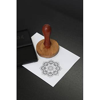 Mühürcüm Kişiye Özel Ahşap Kitap Mührü Damga Yuvarlak 4,5 cm Çapında MADKM045