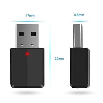 Bt V5.0 Alıcı Verici A2DP AVRCPKablosuz Ses Müzik Adaptörü 3.5mm Aux 3.2Gr