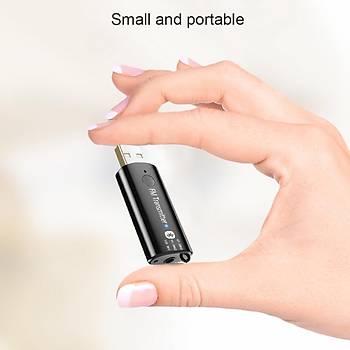 Bluetooth 5.0 FM Hifi Ses Müzik Verici USB Adaptörü 3.5mm Aux Araç Ev Tv