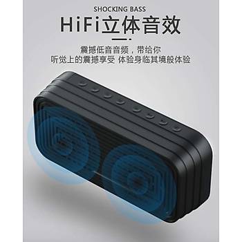 Bluetooth Stero Hoparlör Aynalı Çalar Saat TF Kart AUX Süper Bas