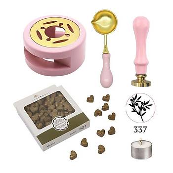 Davetiye Mum Mhr Uygulama Seti Pembe Renk 337 Zeytin Dal