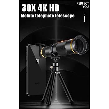 30X Telefoto Lens Harici 4K HD Monoküler Teleskop Telefon İçin 