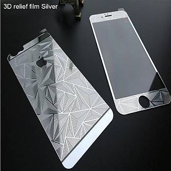 iPhone 6 6S Ýçin Ön/Arka Mirror Aynalý 3D Ekran Koruyucu Tamperli Cam Gümüþ Renk