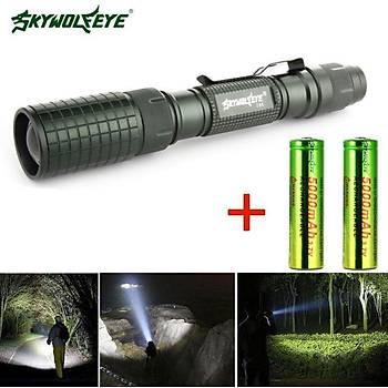 8000lm Zoom CREE XM-L T6 LED El Feneri 2x18650 Pil Su Geirmez