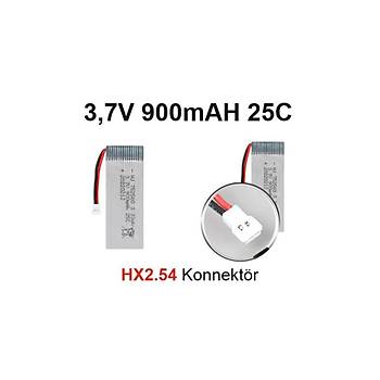 Lipo Pil 3.7V 900mAh 25C Dron ve RC Model Bataryası HX2.54 Soket