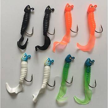 PROFISHER 17 li Set Silikon Jiket İğne Kurşun Kafa Sahte Yem 5 cm 7,5 gr    