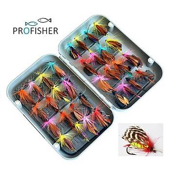 PROFISHER 32 Adet Sinek Balıkçılığı Sazan Feyk Kelebek Tüy Böcek Yem