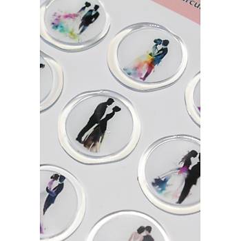 M�h�rc�m 12 Adet Haz�r Kendinden Yap��kanl� Gelin Damat Davetiye Sticker M�h�r KYSM116
