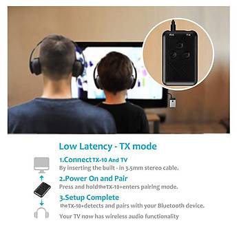2 in 1 Bt 4.2 Stereo Ses Müzik Verici Alıcı 3.5mm Telefon PC TV Araç Hoperlör