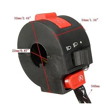 ATV Motosiklet Sinyal Sis Lambası Kontrol Anahtarı 22MM Gidon 110CC 