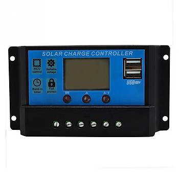 PWM 30A Solar �arj Reg�lat�r� 12V 24V LCD Ekran �ift USB