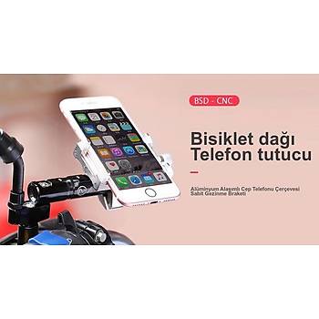 Motorsiklet Bisiklet Gidon CNC Alüminyum Alaşımlı Telefon Çerçeve Stand Siyah