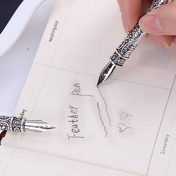 Antik Tüy Divit Kalem Sanatsal Yazma 6 Farklı Kalınlıkta Değişebilir Uç 1 Set Lacivert