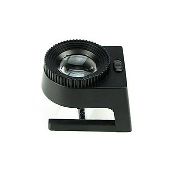 20X Optik Cam Lens Büyüteç 3 LED Işık Metal Gövde Katlanır Cetvel 