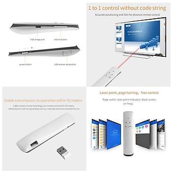 Sunum Kumandası USB Şarjlı Laser Presenter PPT Flip Pen 50 Metre Uzaktan Kumanda 