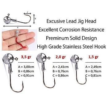 PROFISHER 6 Adet Kurun Jiket Kafa Karbon elik Kanca 1,5/2,0/3.5gr Jig Kanca 
