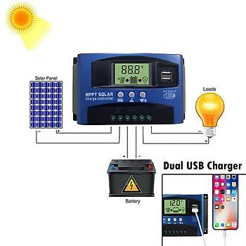 MPPT 100A Solar arj Reglatr 12-24V LCD Ekran arj Kontrolr