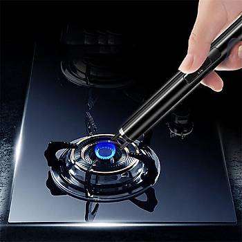 Plazma Ark Metal Çakmak USB Şarjlı Mutfak Kamp Barbekü Soba Mum Sigara 