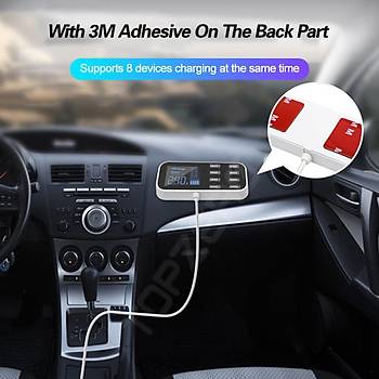 8 USB Portlu LED Ekran Ara ve Masast arj  Adaptr 40W 2.4A 